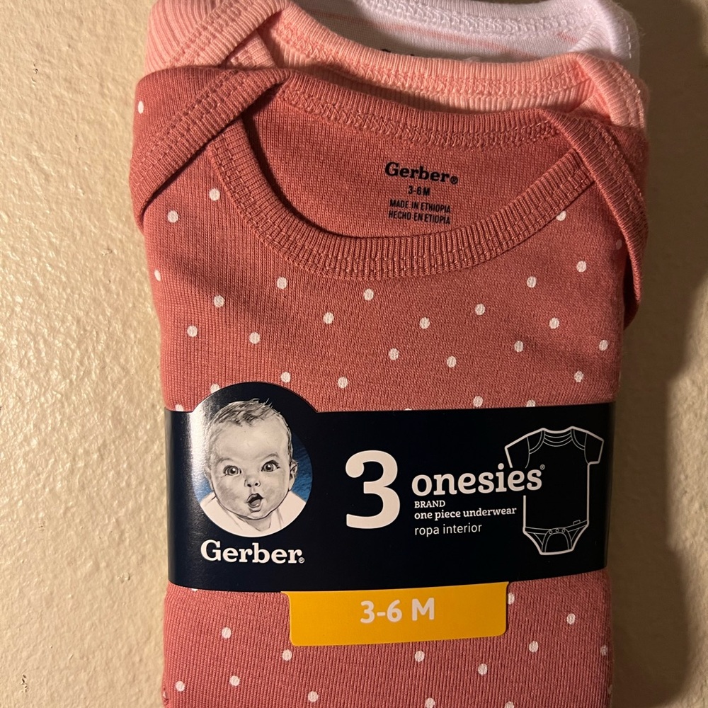 Gerber Pink and White Baby Bodysuits
